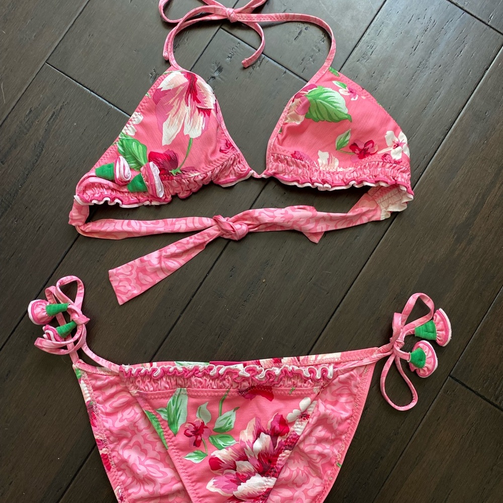 Betsey Johnson Pink Floral Bikini (Top M and Bottom S)